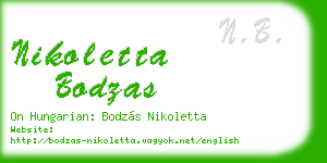 nikoletta bodzas business card