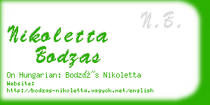 nikoletta bodzas business card
